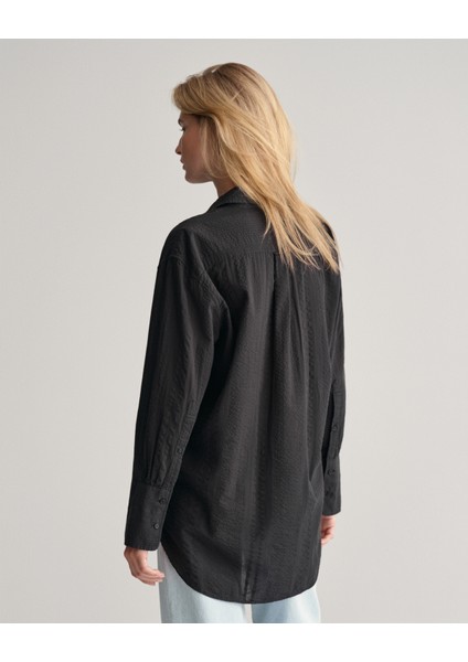Kadın Siyah Relaxed Fit Klasik Yaka Gömlek 4300312.5