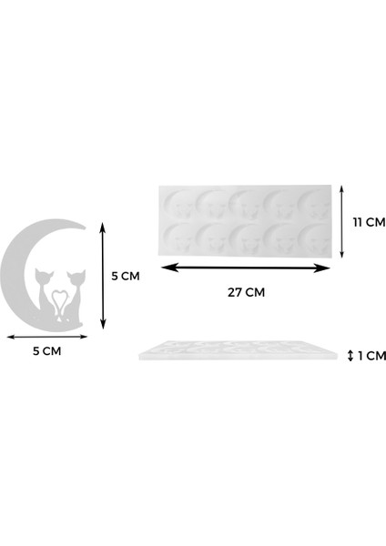 Epoksi Ay Aşk Kedileri Anahtarlık ve Kolye Silikon Kalıbı