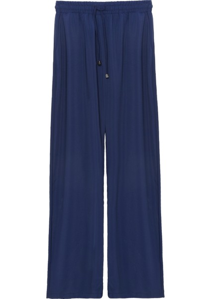 Beli Lastikli Bol Paça Pantolon Lacivert