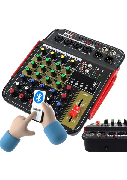 Midex Vokal Paket-1 MX2020 Mikrofon ve MDX-04FXU Stüdyo Mikseri Kulaklık Full Set