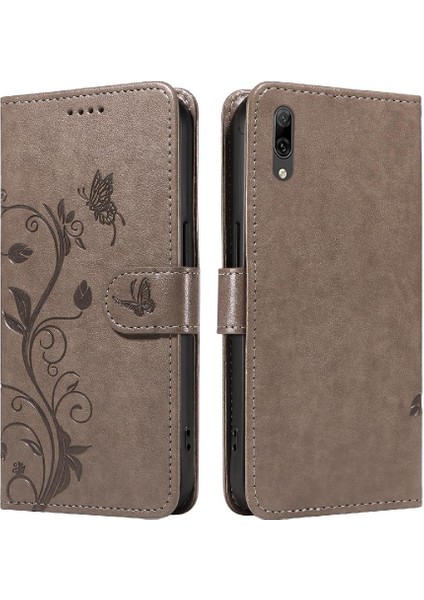 Huawei Huawei 2019 Için Flip Case Yüksek Kaliteli Deri Kabartmalı Kelebek ve (Yurt Dışından)