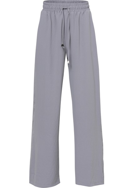Beli Lastikli Bol Paça Pantolon Gri