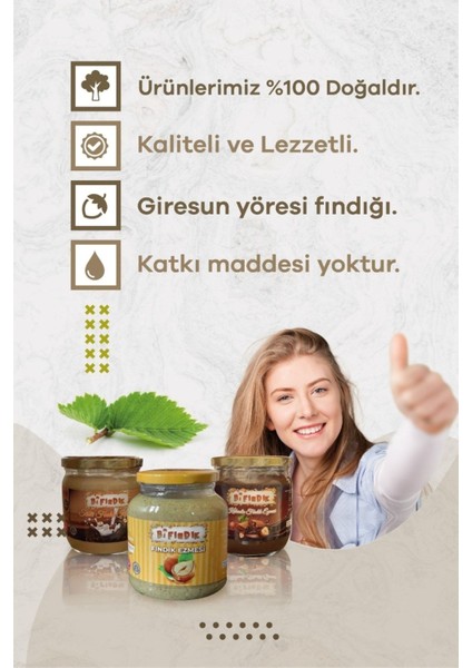 Doğal Katkısız Sürülebilir Kakaolu Fındık Kreması 400G Sütlü Fındık Kreması 400G Fındık Ezmesi 350G