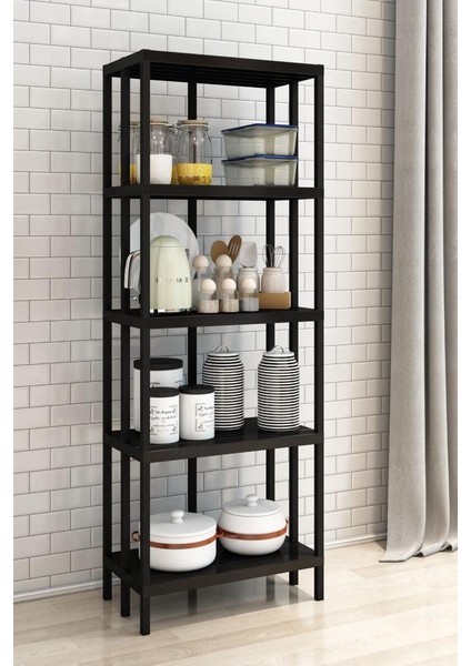 Scaffale 5 Banyo Rafı, Plastik Kitaplık, 5 Raflı Organizer, Banyo Rafı, Bahçe Balkon Organizeri