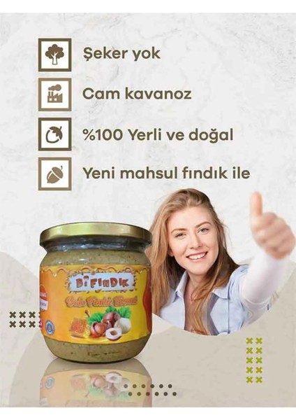 Doğal Ballı Fındık Ezmesi Katkısız Atıştırmalık Kahvaltılık Sürülebilir 1.kalite 350GR Cam Kavanoz