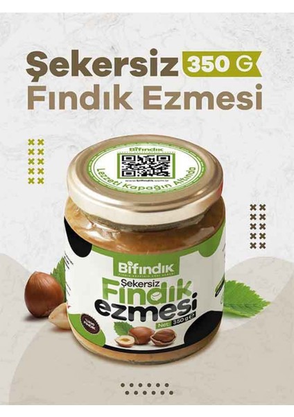Doğal Şekersiz Fındık Ezmesi Katkısız Atıştırmalık Kahvaltılık Sürülebilir %100 Fındıklı 350GR