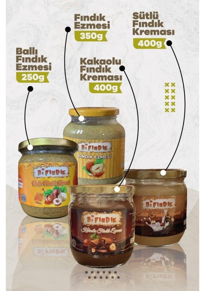 Ballı Fındık Ezmesi 250 G Sütlü Fındık Kreması 450 G Kakaolu Fındık Kreması 450 G Fındık Ezmesi 350G