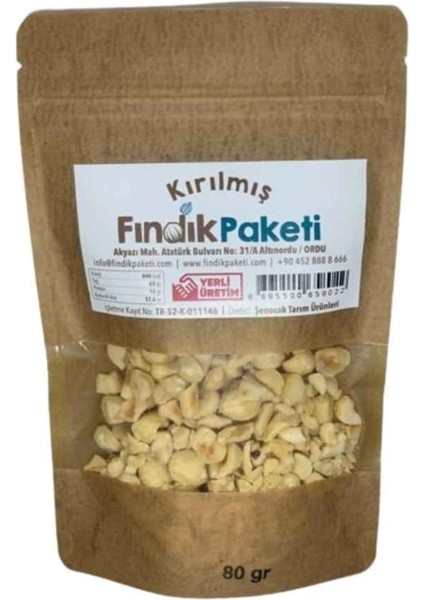 Bi Fındık Kavrulmuş Kırılmış Naturel Iç Fındık Iri Taneli Büyük Boy 1kalite Doğal Taze Yeni Sezon Fındık 80GR