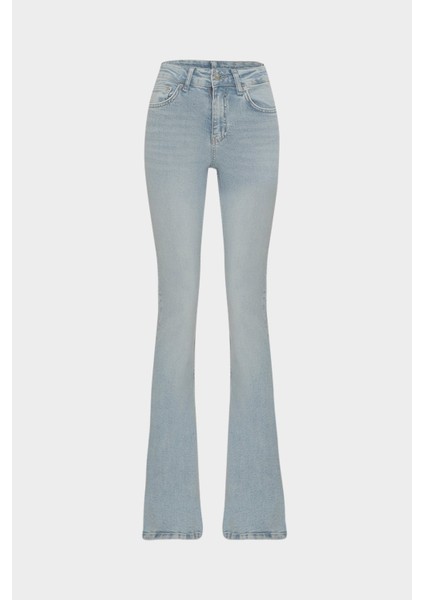 High Waist Flare Leg Full Length Stretc Jean