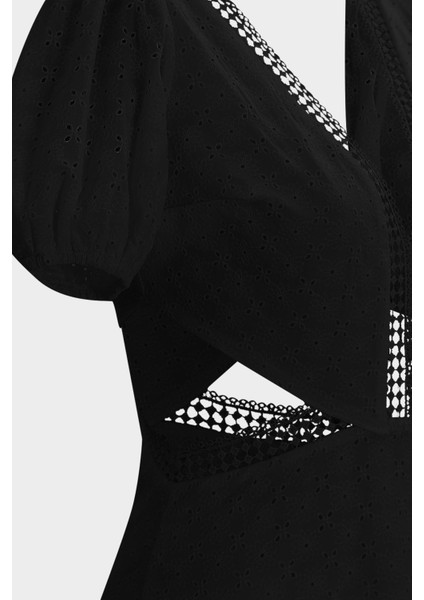 Fisto Detaylı Cut Out V Yaka Slim Fit Kadın Mini Elbise