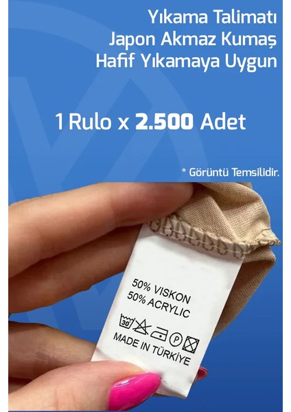 Yıkama Talimatı Etiketi - 50% Viskon - 50% Acrylic 2500'LIK Sarım