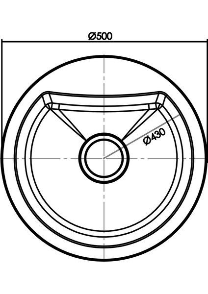 Sıyah Tek Göz Oval50cm Çapında T,Üstü Granıt Evye Gr50cx