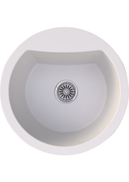 Beyaz Tek Göz Oval50cm Çapında T,Üstü Granıt Evye Gr50cx