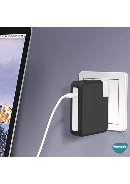 Macbook Şarj Adaptör Kılıf (85W-87W-96W) Matte Silicone Lacivert