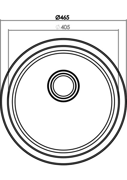 Grı Oval 47cm Çapında Tezgahaltı,Üstü,Sıfır Granıt Evye Gr47c