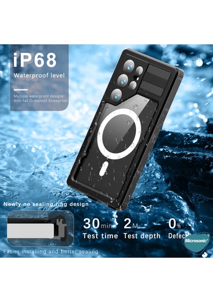Samsung Galaxy S24 Ultra Kılıf Waterproof 360 Full Body Protective Siyah