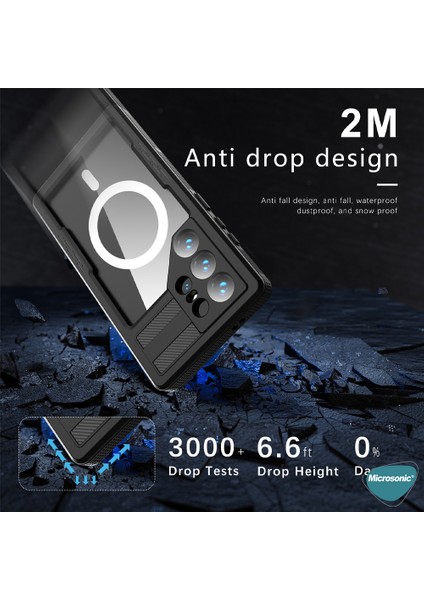 Samsung Galaxy S24 Ultra Kılıf Waterproof 360 Full Body Protective Siyah