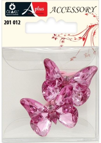 Çocuk Pembe Akrilik Kelebek Figürlü Lastik Toka