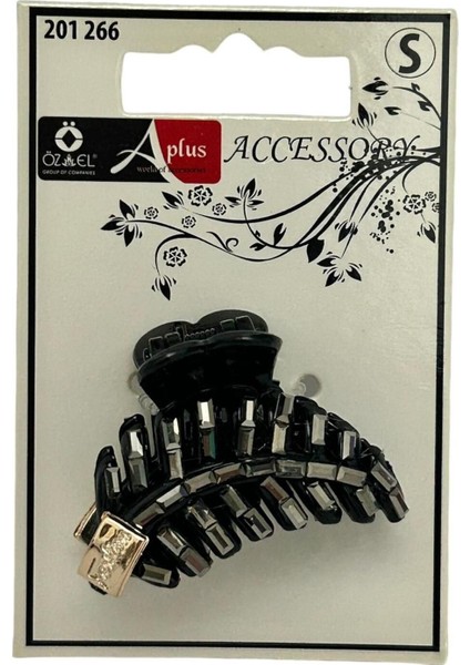 Gri Taşlı Yaprak Şekilli Küçük Boy Mandal Toka