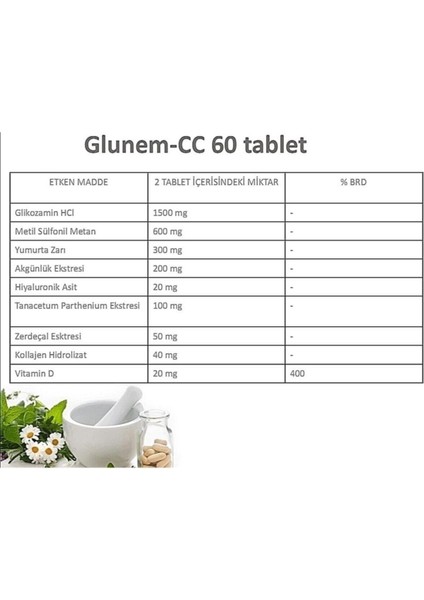 Glunem-Cc 60 Glikozamin/Glucosamine Multivitamin T