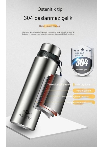 HYT-304 Paslanmaz Çelik Termos Bardak Outdoor Spor Su Isıtıcısı Büyük Kapasiteli Portatif - Siyah (Yurt Dışından) indirimleri