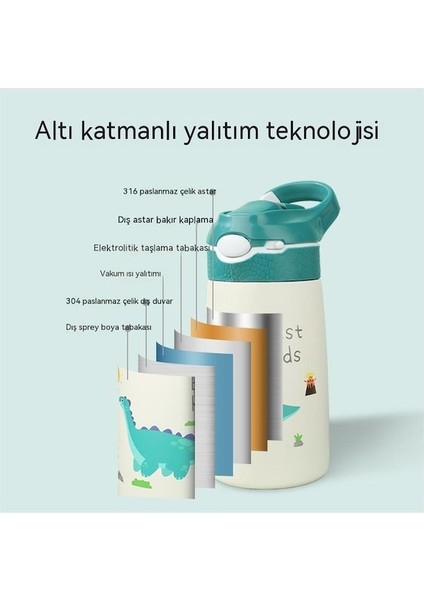 Xcj 316 Paslanmaz Çelik Termos Bardak Çocuk Su Bardağı Çocuk Bardak Çocuk Termos Yeşil (Yurt Dışından)