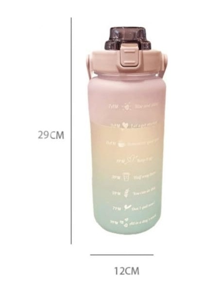 2l Taşınabilir Outdoor Seyahat Spor Zaman Işaretli Su Şişesi Mavi (Yurt Dışından)