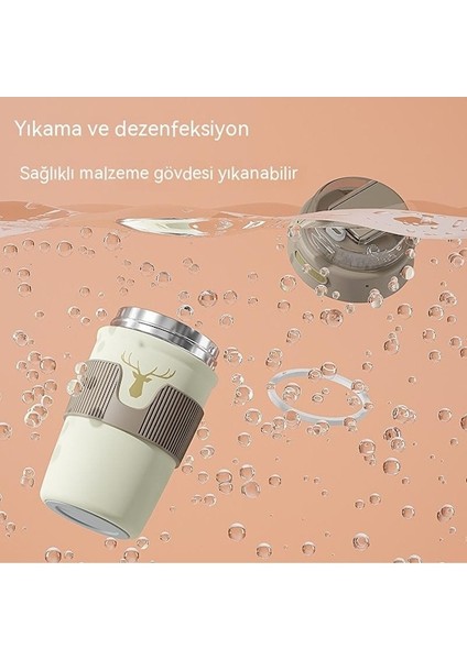 Ww 316 Paslanmaz Çelik Kahve Fincanı Kızlar Pipetli Bardak Taşınabilir Ofis Termos Bardak-Beyaz (Yurt Dışından)