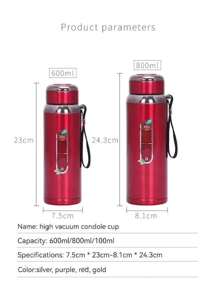 Hyt- 1000ML Dış Mekan Paslanmaz Çelik Termos - Mor (Yurt Dışından)