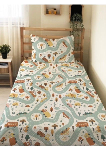 Yol Desenli Tek Kişilik Pike Takımı 160X230 Renkli