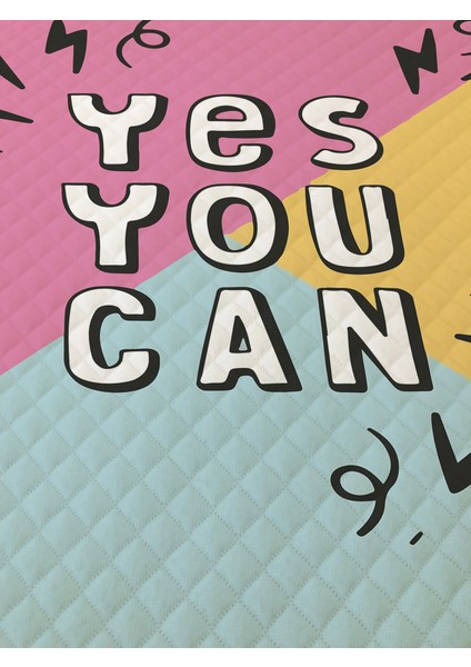 Yes You Can Desenli Genç ve Çocuk Baskılı Tek Kişilik Pike Takımı 160X230 Renkli