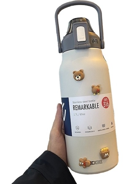 Hyt-Travel Su Isıtıcı Dış Mekan Büyük Kapasiteli Pipetli Termos Bardak 1500 ml - Beyaz (Yurt Dışından)