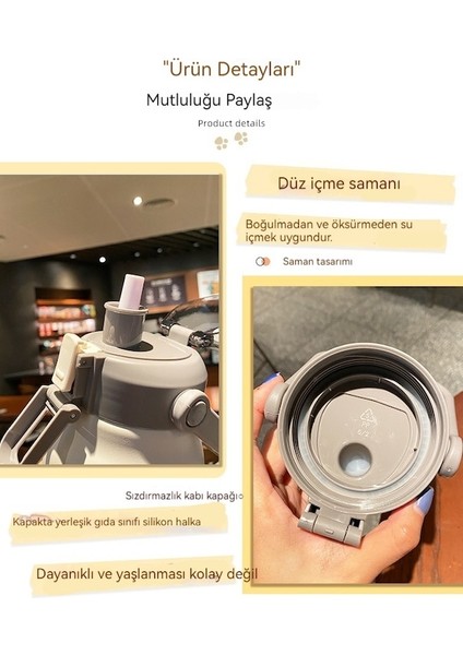Hyt-Travel Su Isıtıcı Dış Mekan Büyük Kapasiteli Pipetli Termos Bardak 1500 ml - Beyaz (Yurt Dışından)