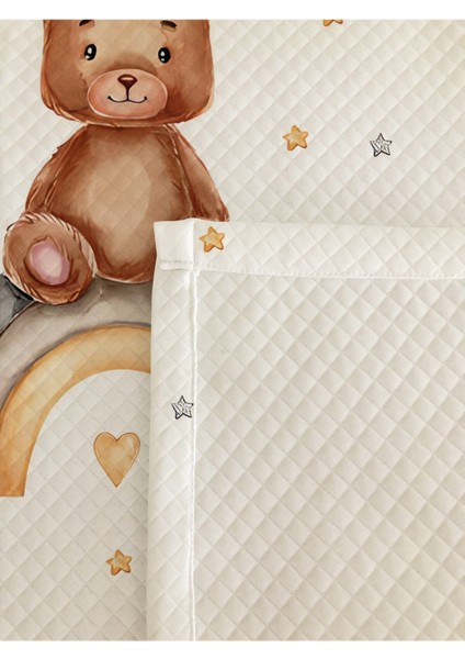 Ayıcık Gökkuşağı Desenli Bebek ve Çocuk Baskılı Tek Kişilik Pike Takımı 160X230 Beyaz fiyatları