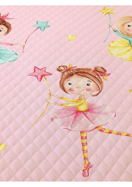 Prenses Kızlar Desenli Bebek ve Çocuk Baskılı Tek Kişilik Pike Takımı 160X230 Pembe