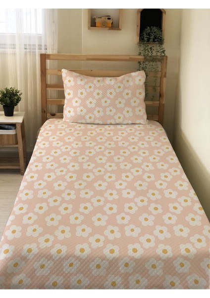 Papatya Desenli Bebek ve Çocuk Baskılı Tek Kişilik Pike Takımı 160X230 Pembe