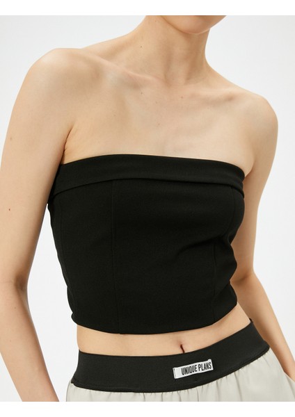 Straplez Crop Üst Kat Detaylı