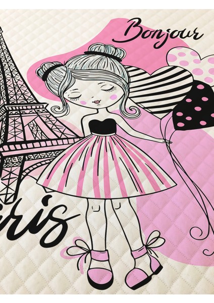 Eyfel Kız Desenli Tek Kişilik Pike Takımı 160X230 Beyaz fiyatları