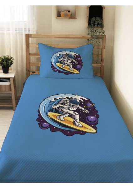 Astronot Desenli, Baskılı Tek Kişilik ve Çocuk Pike Takımı