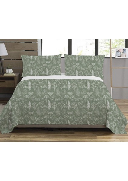 Yaprak Desenli Bebek ve Çocuk Baskılı Tek Kişilik Pike Takımı 160X230 Yeşil