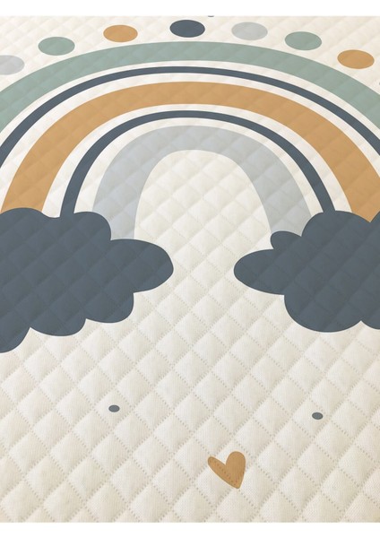 Gökkuşağı Desenli Bebek ve Çocuk Baskılı Tek Kişilik Pike Takımı 160X230 Beyaz fiyatları