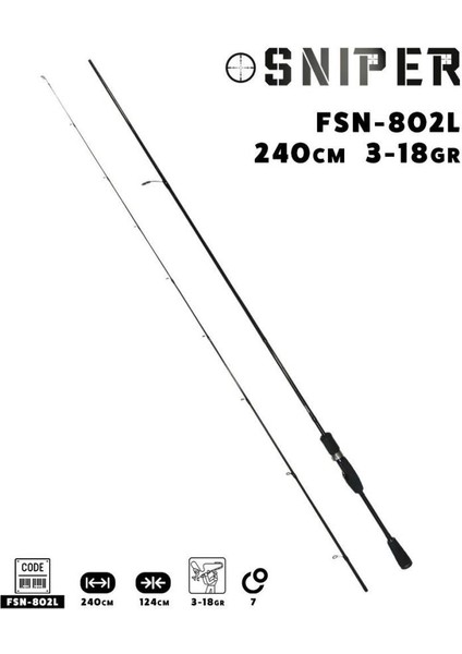 Sniper 240CM 3-18GR Light Spin Kamışı