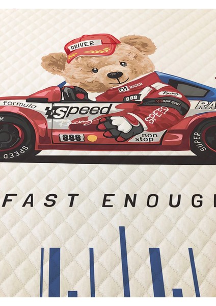 Yarışcı Teddy Desenli Tek Kişilik Pike Takımı 160X230 Beyaz