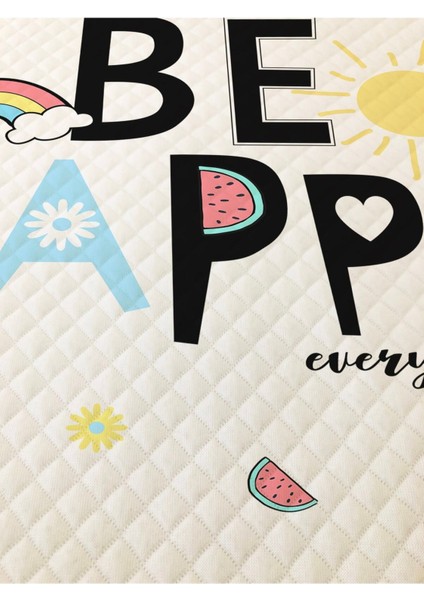 Be Happy Desenli Bebek ve Çocuk Baskılı Tek Kişilik Pike Takımı 160X230 Beyaz fiyatları