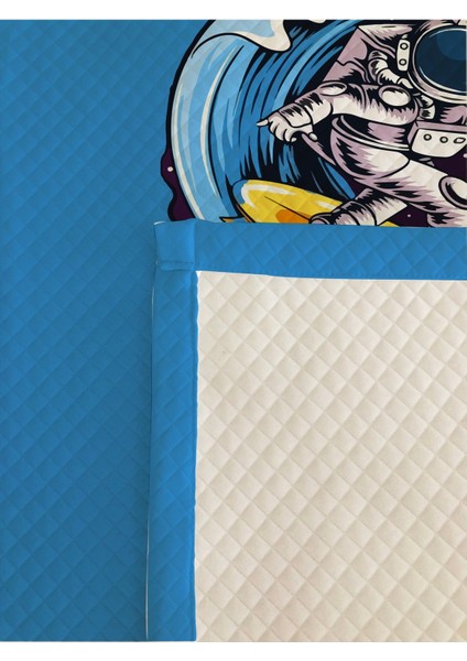 Sörfcü Astronot Desenli Tek Kişilik Pike Takımı 160X230 Mavi modelleri