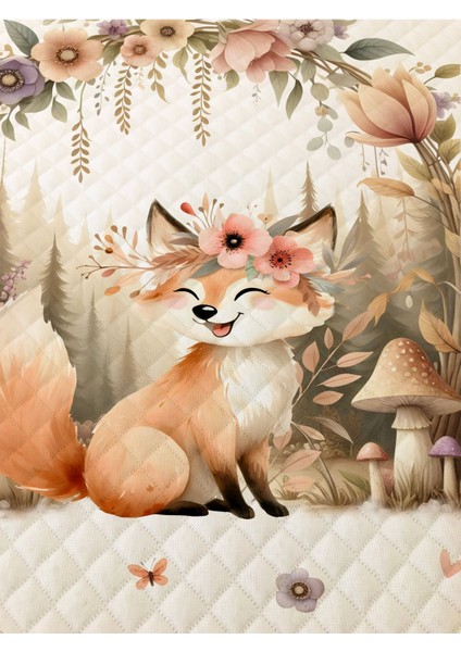 Sevimli Tilki Desenli Tek Kişilik Pike Takımı 160X230 cm modelleri