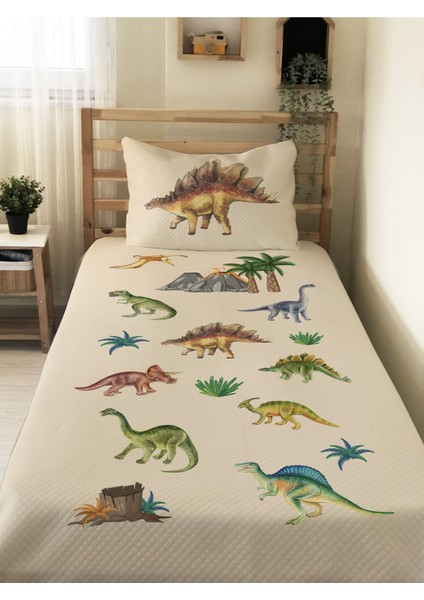 Dinozor Desenli, Baskılı Tek Kişilik ve Çocuk Pike Takımı