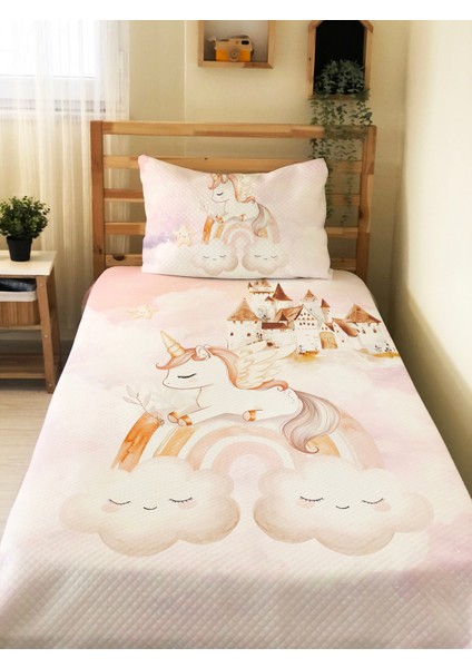 Masal Prensesi Desenli Tek Kişilik Pike Takımı 160X230 cm