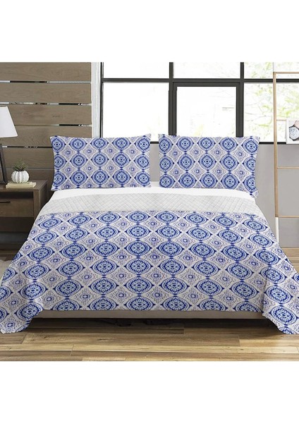 Modern Desenli Baskılı Çift Kişilik Pike Takımı 200X230 cm Renkli
