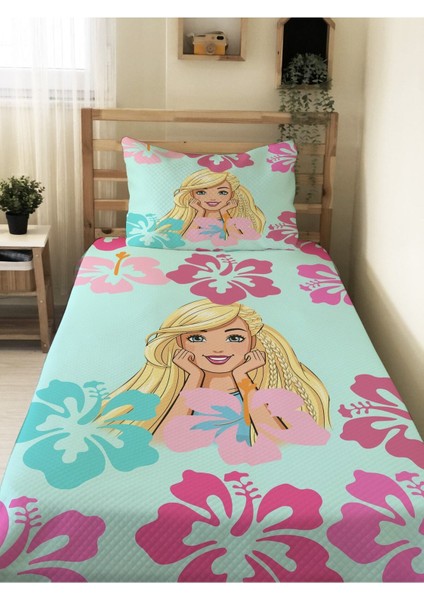 Prenses Kız Desenli Bebek ve Çocuk Baskılı Tek Kişilik Pike Takımı 160X235